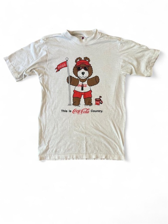Coca Cola Tops - Coca Cola White Tee with Brown Bear and Red Accents